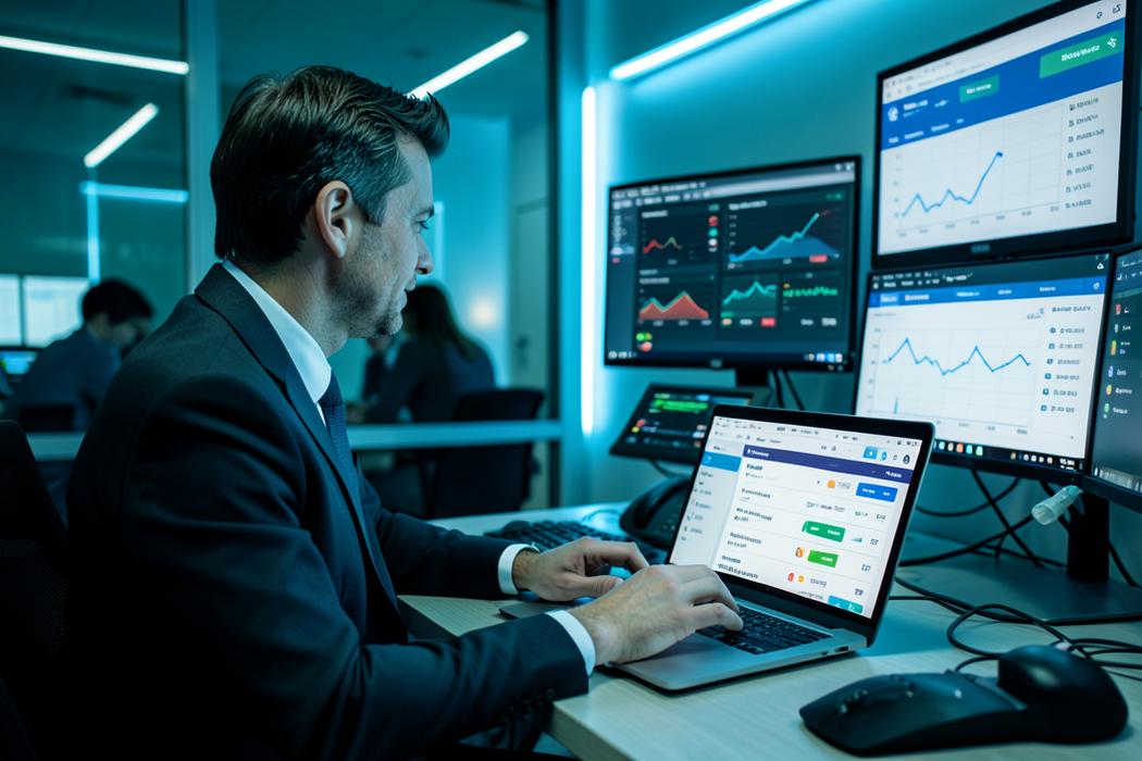 Gestor de evento a acompanhar dashboards de vendas e relatórios em tempo real
